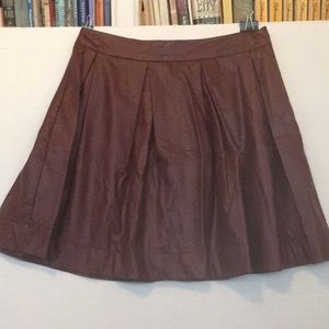 Honey Punch pleat pleather burgundy skater skirt S